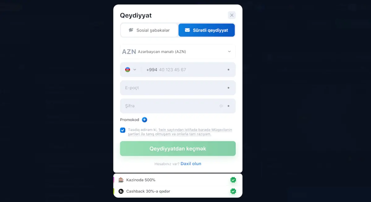 1Win Necə oynamağa başlamaq olar 1Win Qeydiyyat